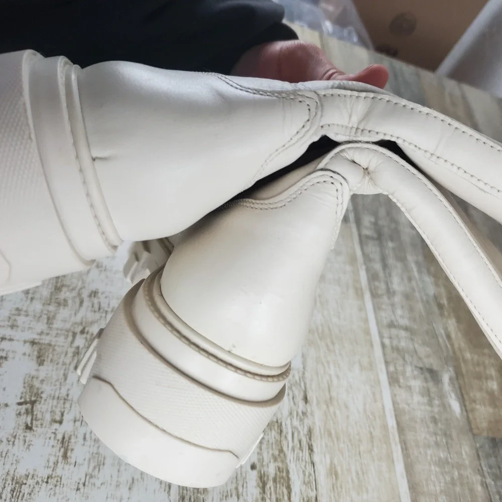 Steve Madden‎ Esma Womens Mid-Calf Boots Sz 9 M White Leather Platform Side Zip